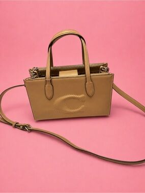 Coach Patent Leather Satchel in Beige